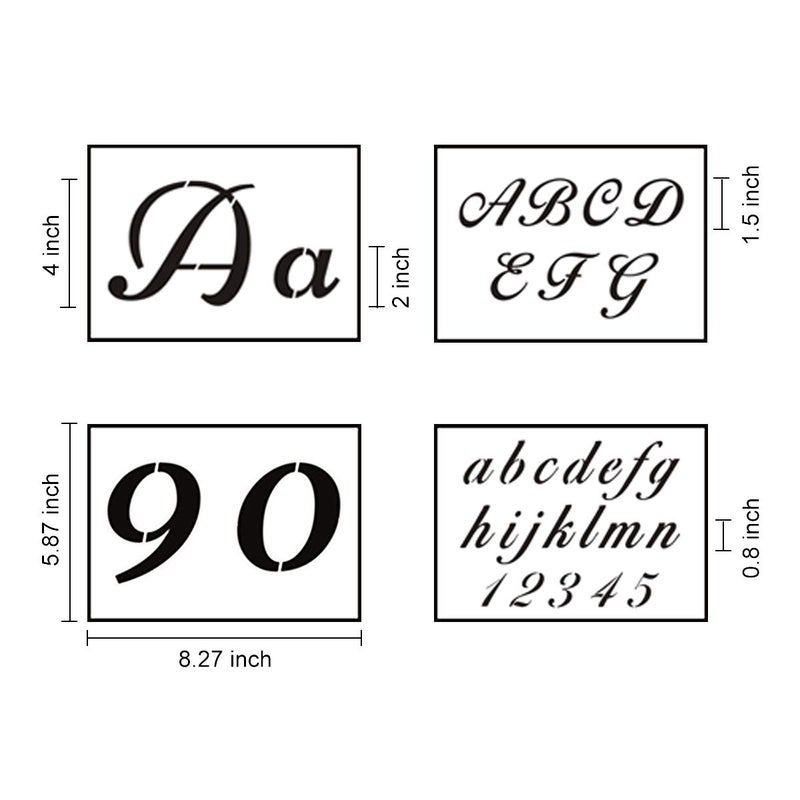 REOLAN Letter Stencils for Painting on Wood - 44 Pack Alphabet Stencil Templates with Numbers and Signs, Reusable Plastic Stencils in 2 Fonts and 142 Designs for Wood Burning & Wall Art - Image 2